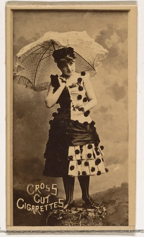 Actress holding parasol, from the Actors and Actresses series (N145-1) issued by Duke Sons & Co. to promote Cross Cut Cigarettes — W. Duke, Sons & Co.