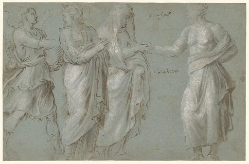 A Winged Figure, two Women, and a Man