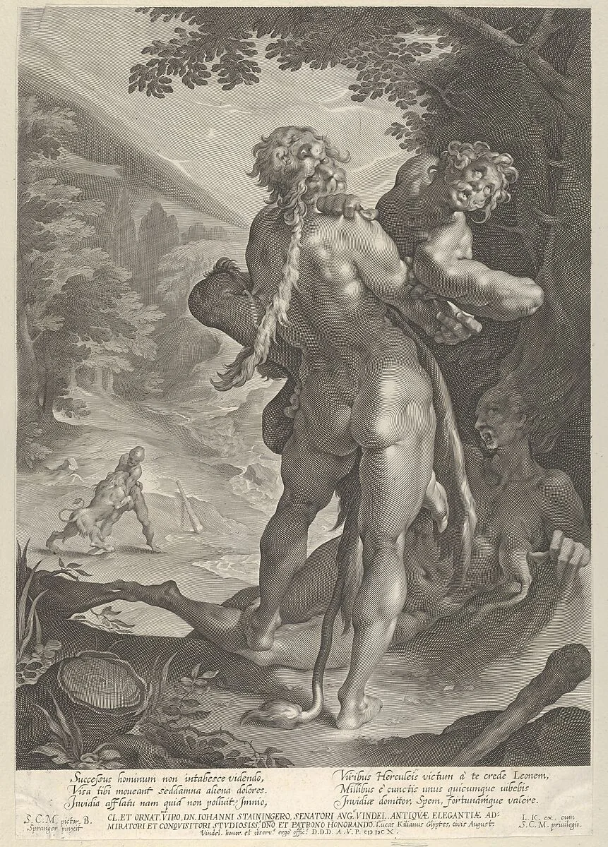 Hercules and Antaeus — Lucas Kilian|Bartholomeus Spranger