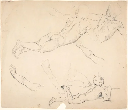 Studies of a Boy Playing the Flute; verso: Studies of Seated Man
