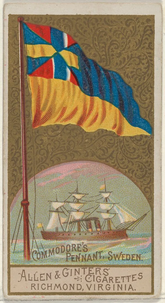 Commodore's Pennant, Sweden, from the Naval Flags series (N17) for Allen & Ginter Cigarettes Brands — Allen & Ginter