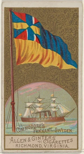 Commodore's Pennant, Sweden, from the Naval Flags series (N17) for Allen & Ginter Cigarettes Brands