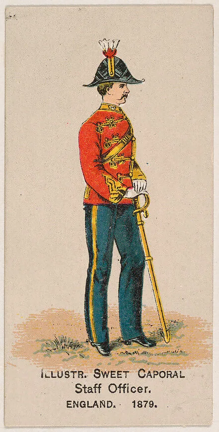 Staff Officer, England, 1879, from the Military Series (N224) issued by Kinney Tobacco Company to promote Sweet Caporal Cigarettes — Kinney Brothers Tobacco Company