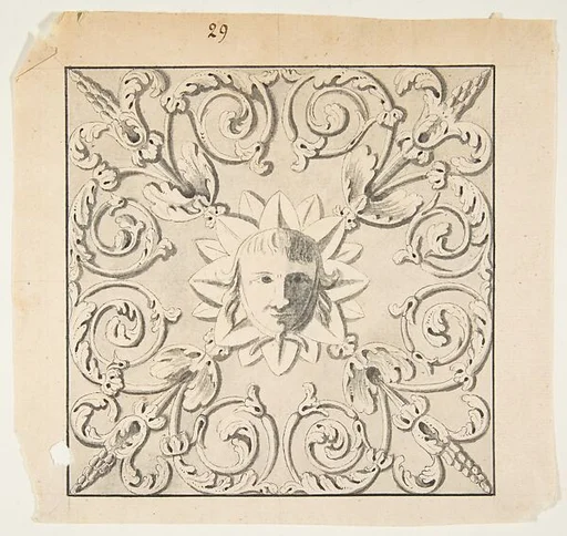 Vegetal design with face at the center