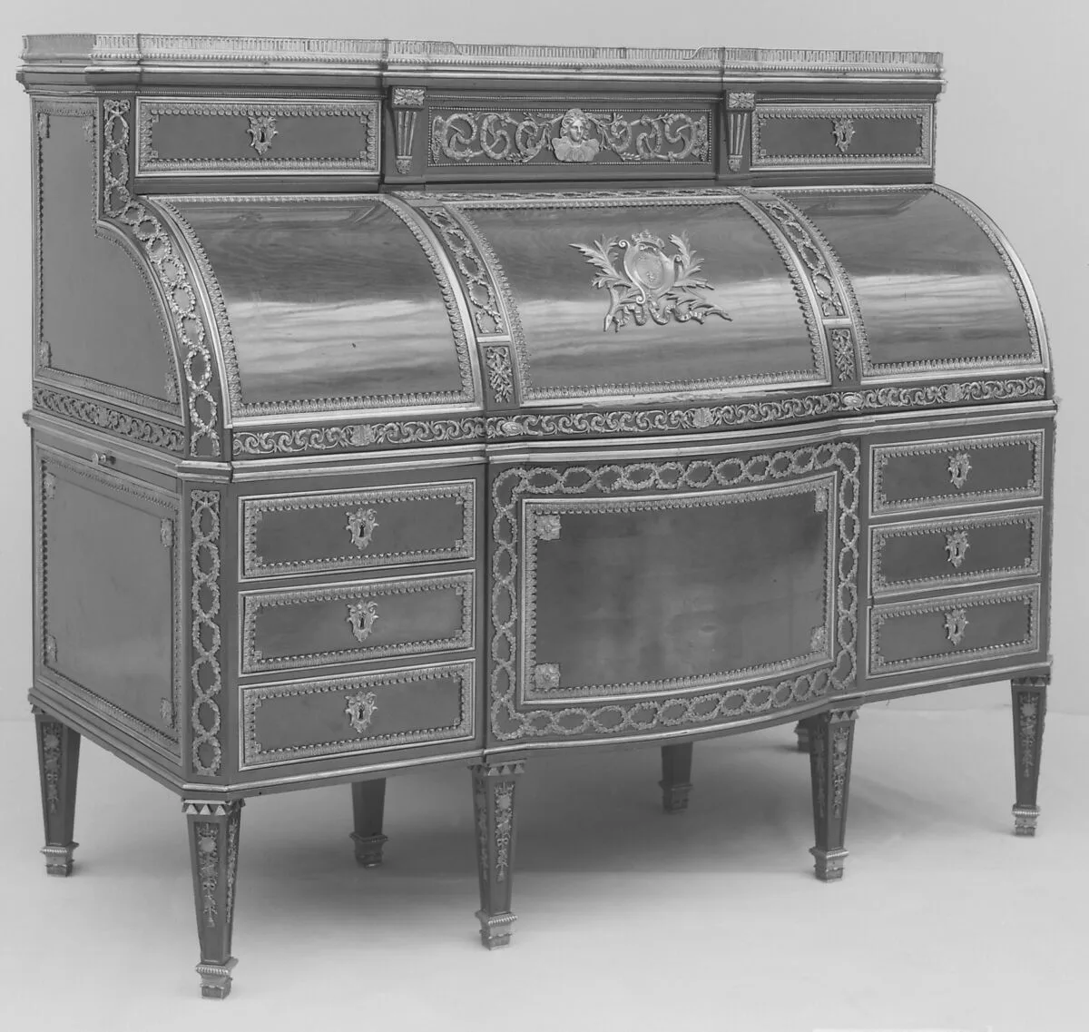 Cylinder-fall desk and chair — Unknown