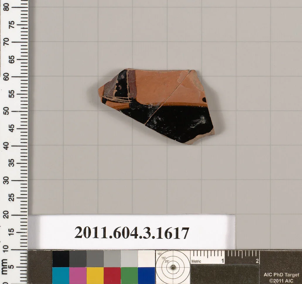 Terracotta fragment of a kylix: Band cup (drinking cup) — Unknown