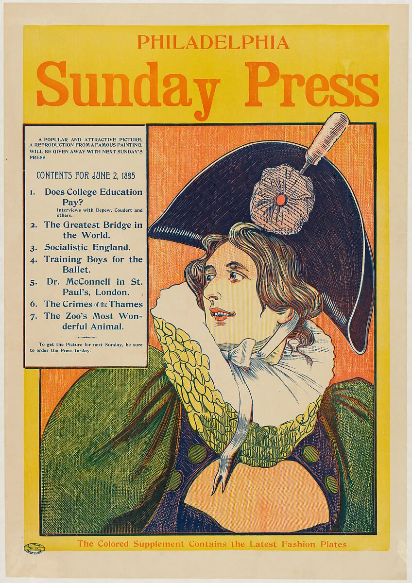 Advertisement for Philadelphia Sunday Press: June 2, 1895 — George Reiter Brill