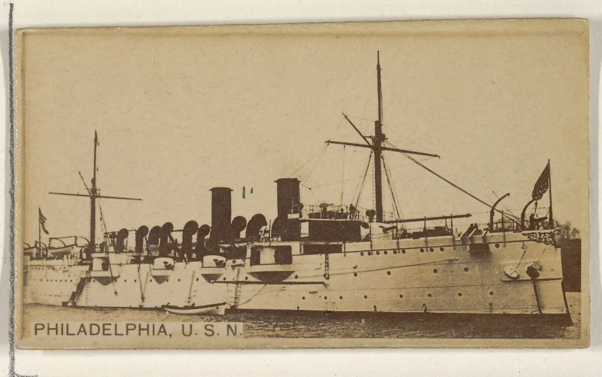 Philadelphia, U.S.N., from the Famous Ships series (N50) for Virginia Brights Cigarettes — Allen & Ginter