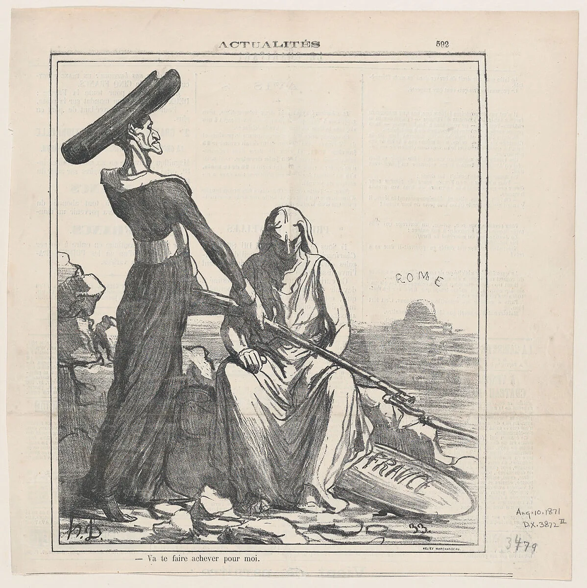 Go and get yourself killed for me, from 'News of the day,' published in Le Charivari, August 10, 1871 — Honoré Daumier