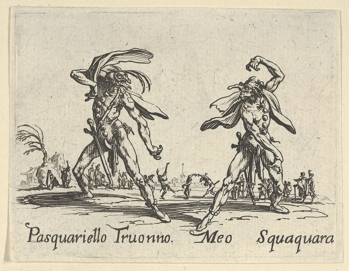 Pasquariello Truonno - Meo Squaquara, from the Balli di Sfessania — Jacques Callot