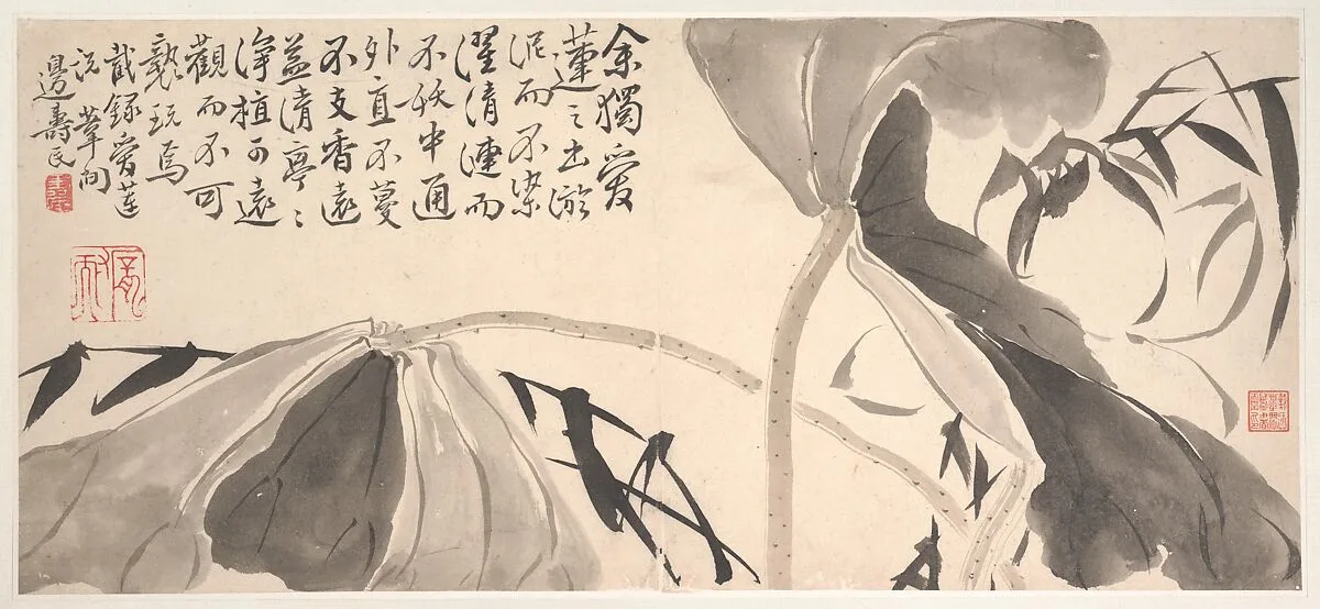 清 邊壽民 墨荷蘆葉圖 冊頁|Lotus Leaves and Water Reeds — Bian Shoumin