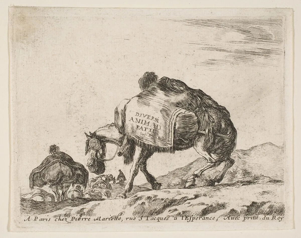 Pack Horse, frontispiece for "Diversi Animali" — Stefano della Bella|Pierre Mariette