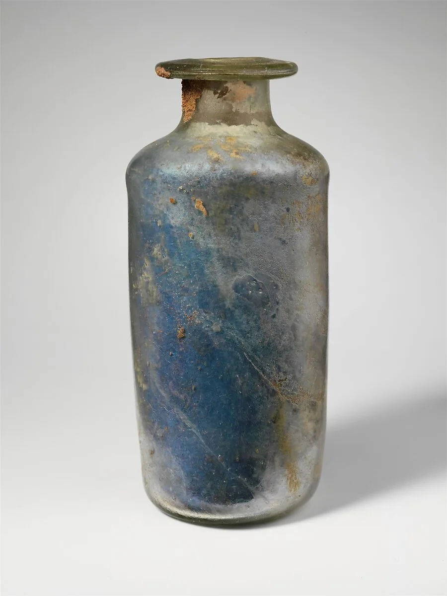 Glass cylindrical bottle — Unknown