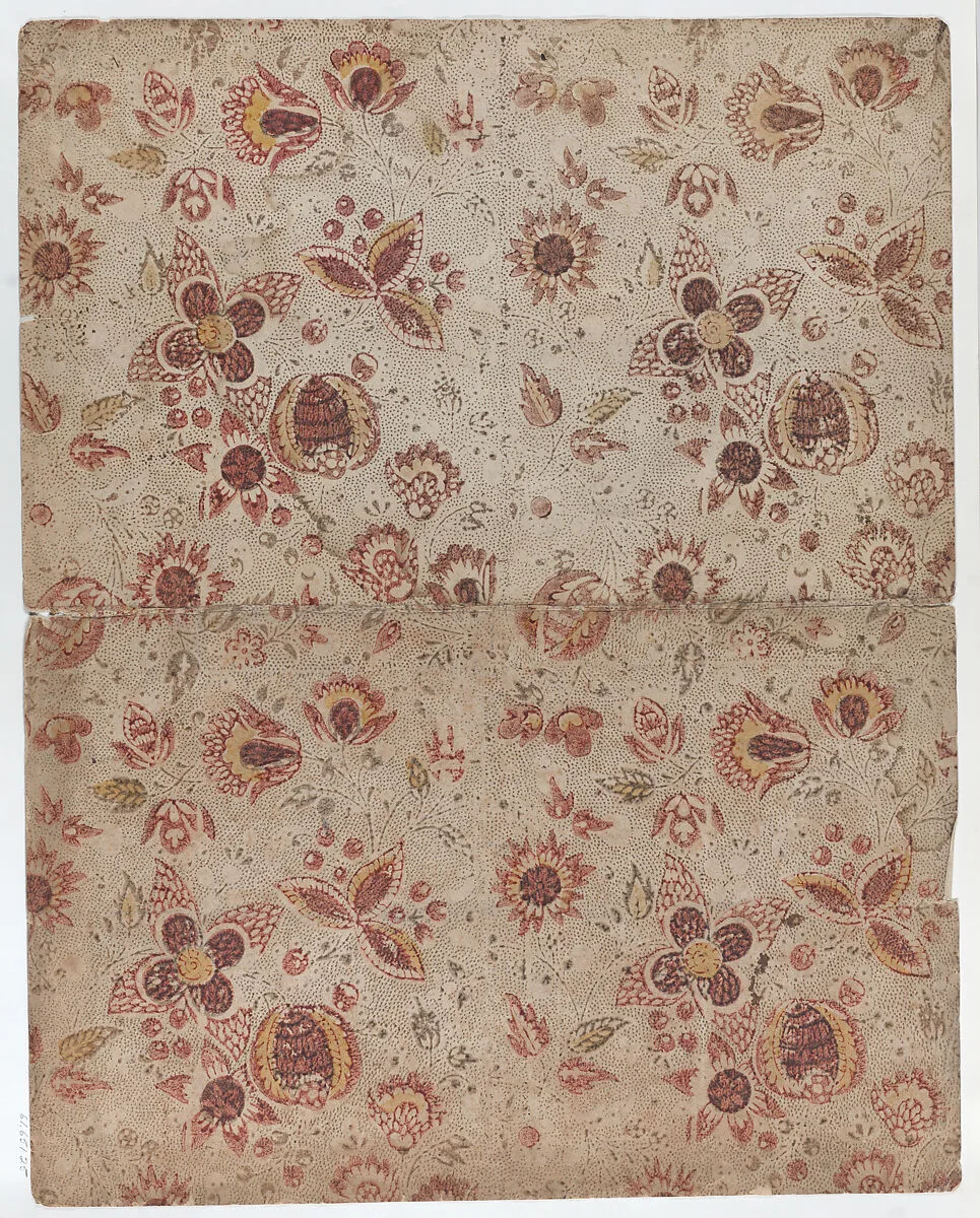 Book cover with overall floral and dot pattern — Anonymous