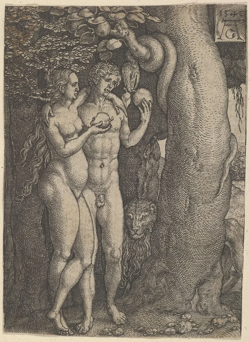 The Temptation of Adam and Eve, from "The Story of Adam and Eve" — Heinrich Aldegrever