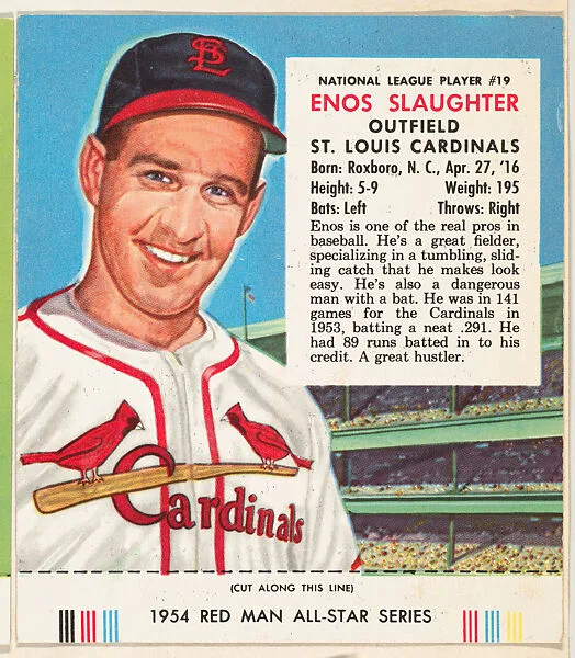 Enos Slaughter, from the Major League All Stars series (T234), issued by Red Man Chewing Tobacco — Red Man Chewing Tobacco