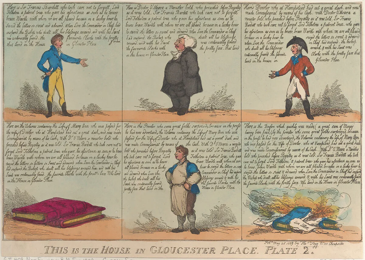 This is the House in Gloucester Place, Plate 2 — Sir Francis Burdett, 5th Baronet|Thomas Rowlandson|Thomas Tegg