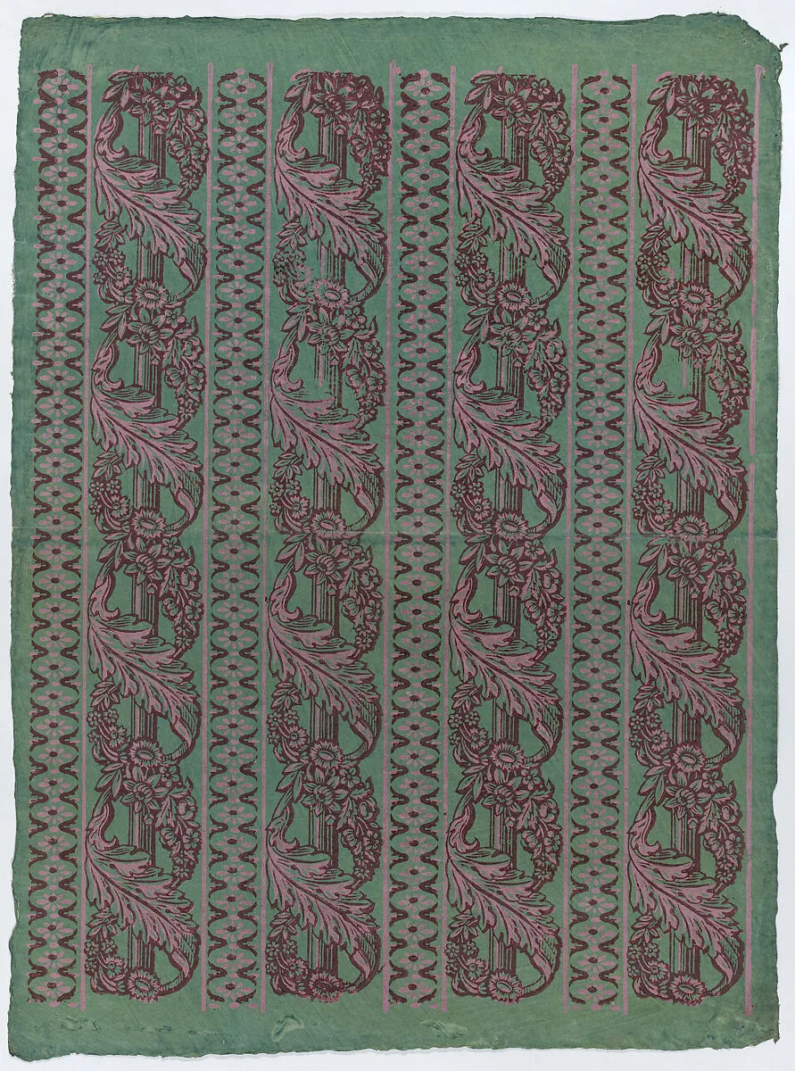 Sheet with four borders with a garland of acanthus leaves and flowers — Remondini Family|Anonymous