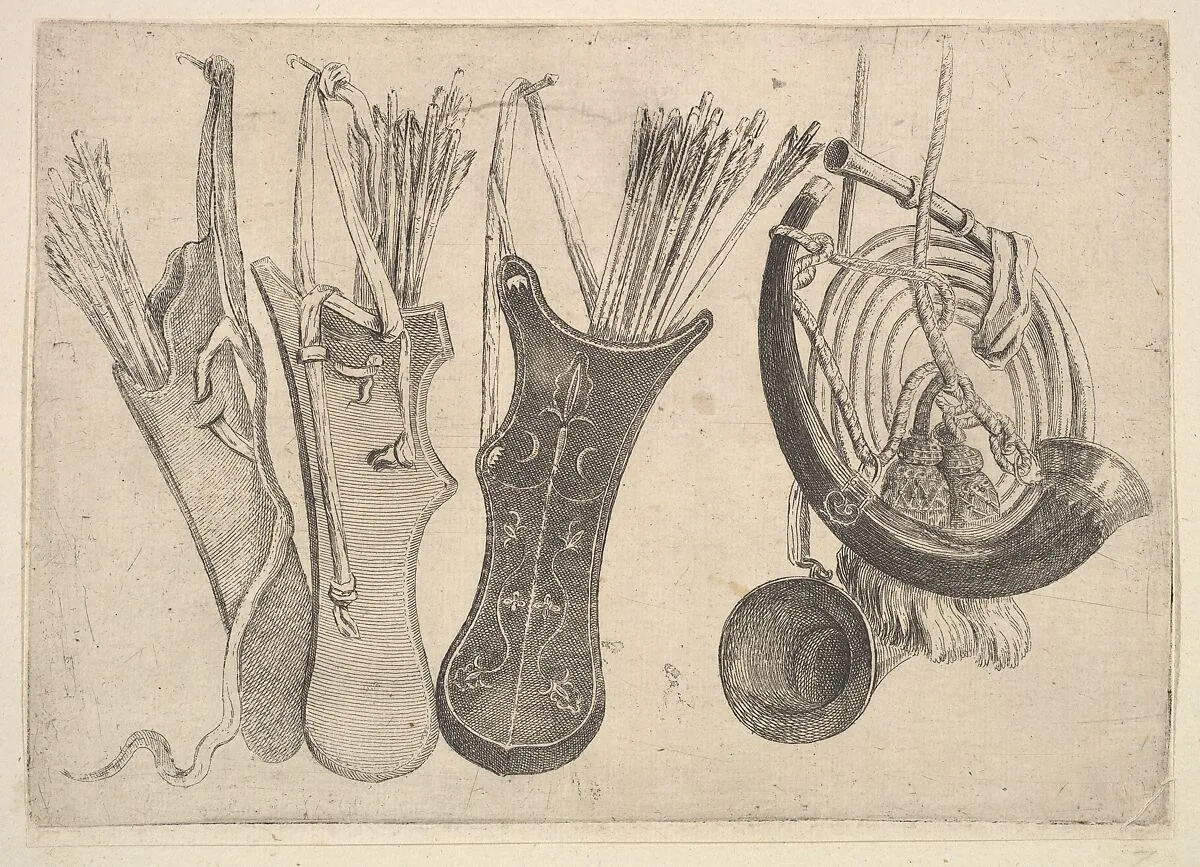 Quivers and hunting horns — Wenceslaus Hollar