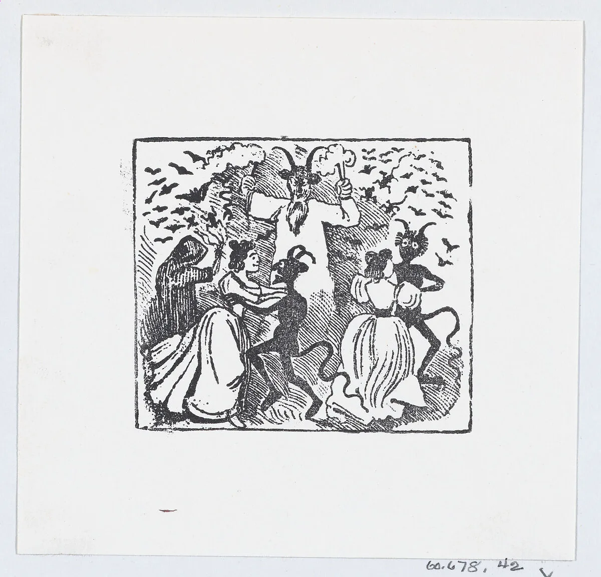 Demons dancing with women and bats flying through the sky — José Sanchez|José Guadalupe Posada
