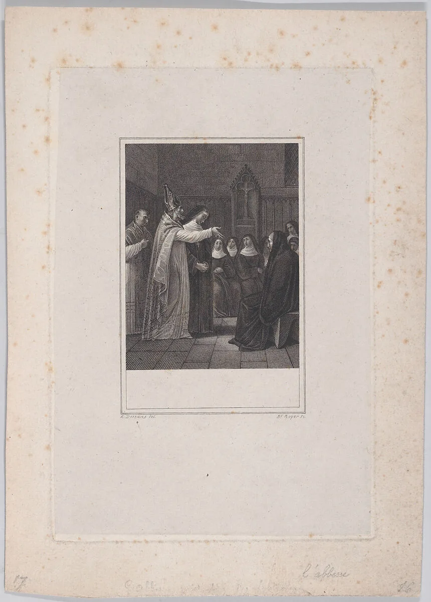 A priest and a group of nuns — Barthélemy Joseph Fulcran Roger|Alexandre Joseph Desenne