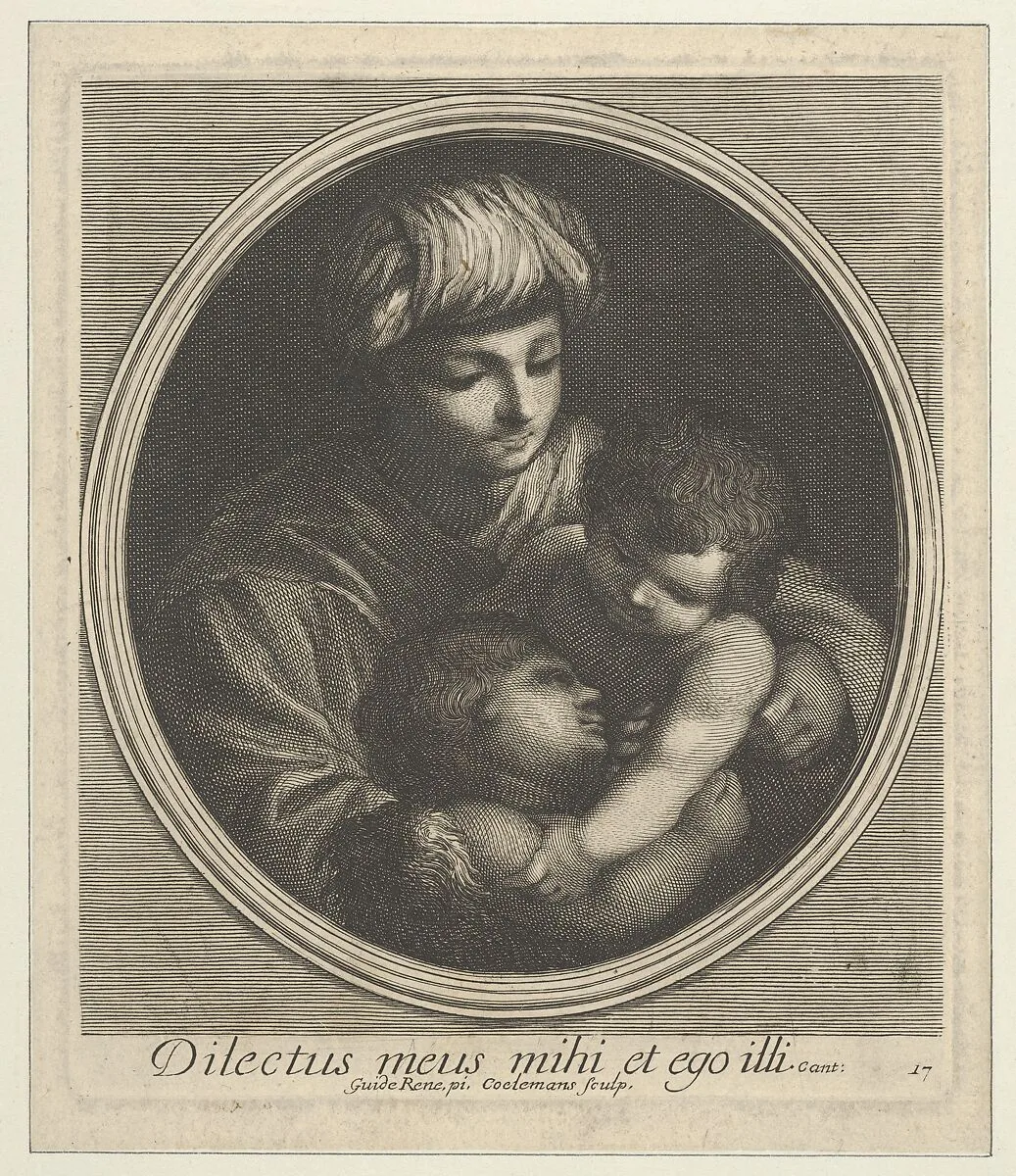 The Virgin with the infant Christ and the young Saint John the Baptist, in a circular frame, after Reni — Jacobus Coelemans|Guido Reni