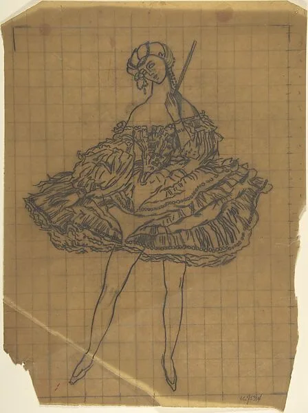 Russian female dancer costume for "La Fée des Poupées" — Léon Bakst