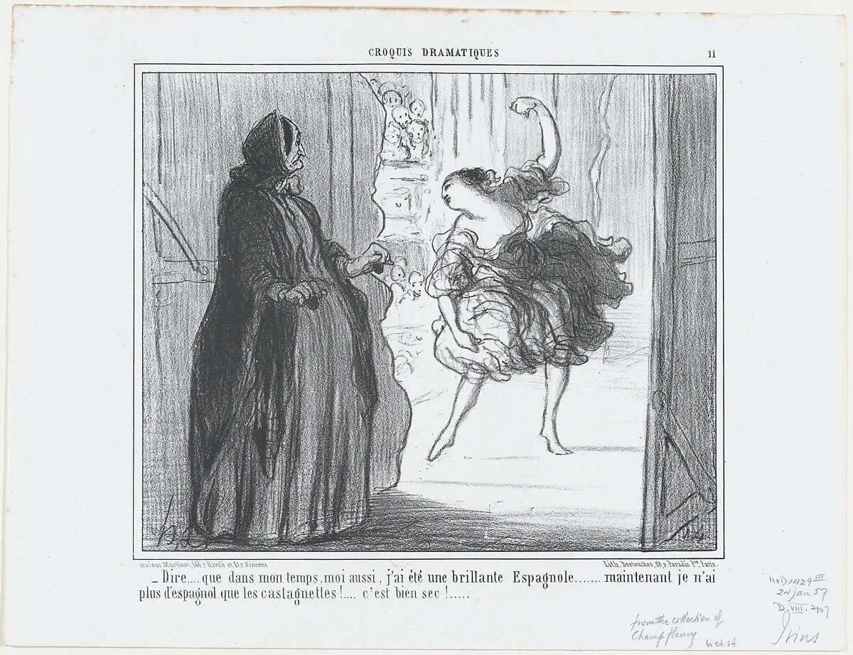Dire que dans mon temps, moi aussi..., from Croquis Parisiens, published in Le Charivari, January 24, 1857 — Aaron Martinet|Honoré Daumier|Destouches