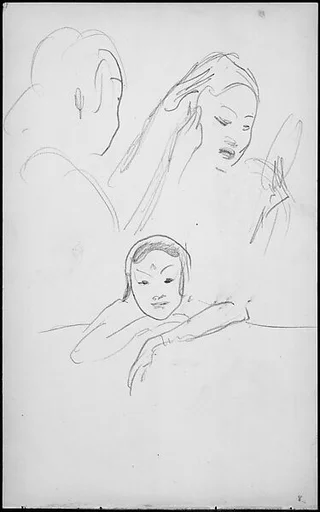 Javanese Dancers Applying Make-up and Adjusting Hair (from Sketchbook of Javanese Dancers)