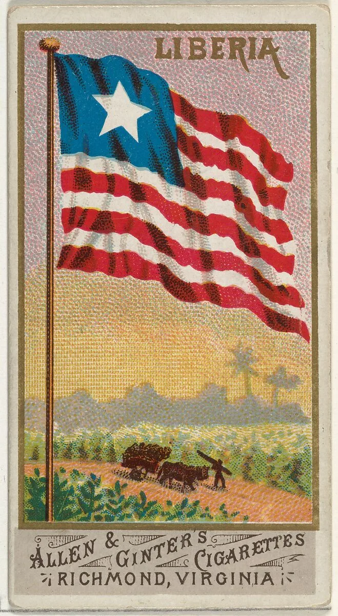 Liberia, from Flags of All Nations, Series 1 (N9) for Allen & Ginter Cigarettes Brands — Allen & Ginter