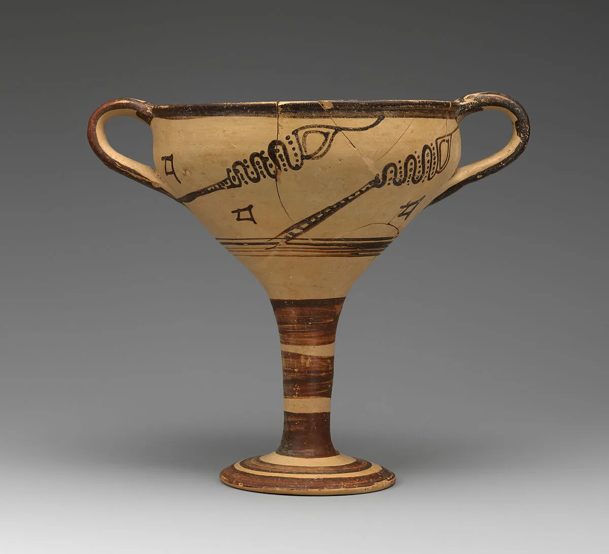 Terracotta stemmed cup with murex decoration — Unknown
