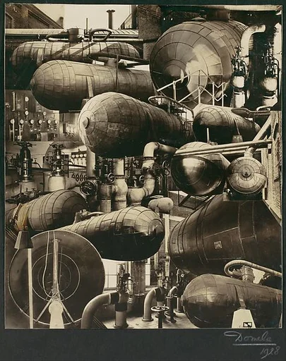 [Photomontage: Industrial Pipes and Boilers]