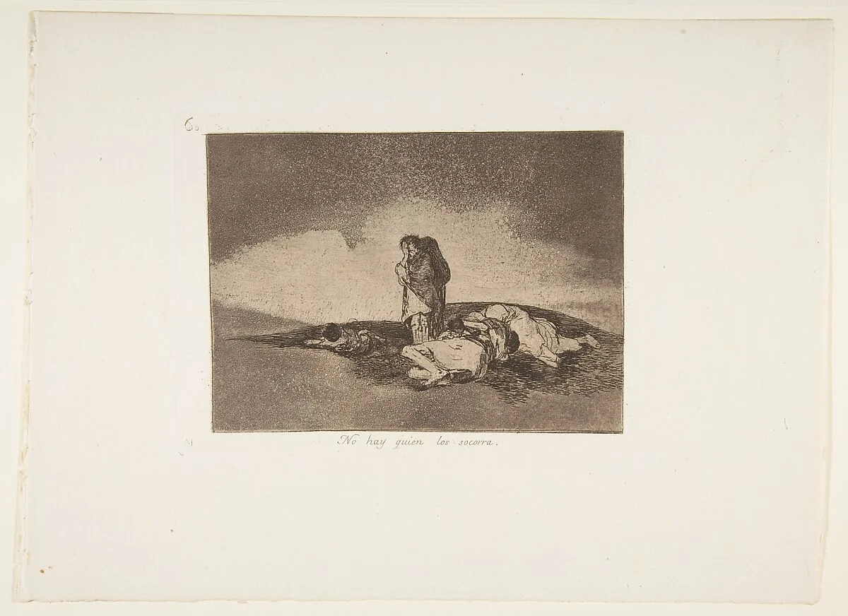 Plate 60 from "The Disasters of War" (Los Desastres de la Guerra): 'There is no one to help them' (No hay quien los socorra) — Goya (Francisco de Goya y Lucientes)