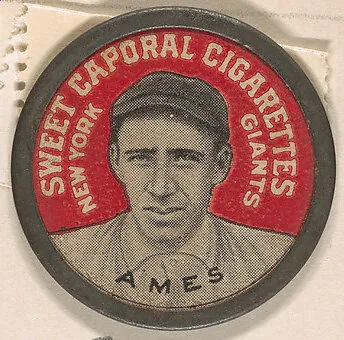 Ames, New York Giants (red), from the Domino Discs series (PX7), issued by Kinney Brothers — Kinney Brothers Tobacco Company