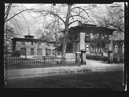 [Italianate Revival "Valentine" House with Garage and Iron Fence, Cambridge, Massachusetts]