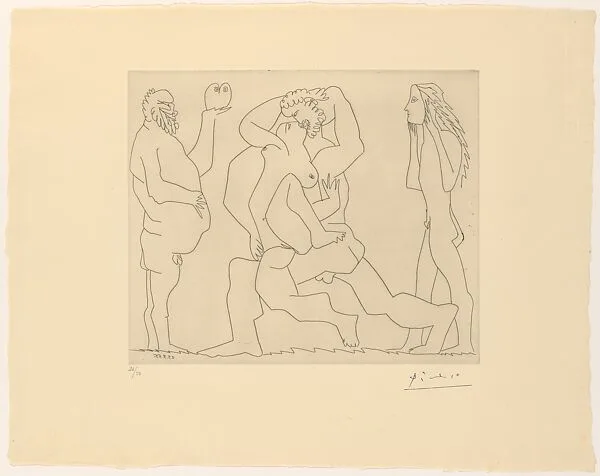 Bacchanal with Owl and Young Man in a Mask — Pablo Picasso|Jacques Frélaut|Galerie Louise Leiris
