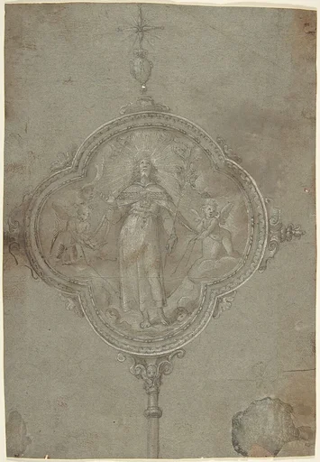 Drawing for a Standard with Christ in Glory Flanked by Putti