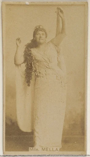 Mlle. Mella, from the Actors and Actresses series (N45, Type 8) for Virginia Brights Cigarettes