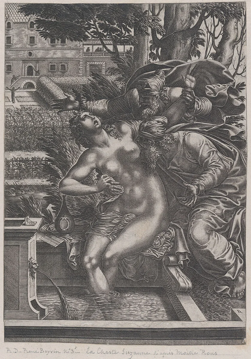 Susanna and the Elders — René Boyvin|Giulio Romano