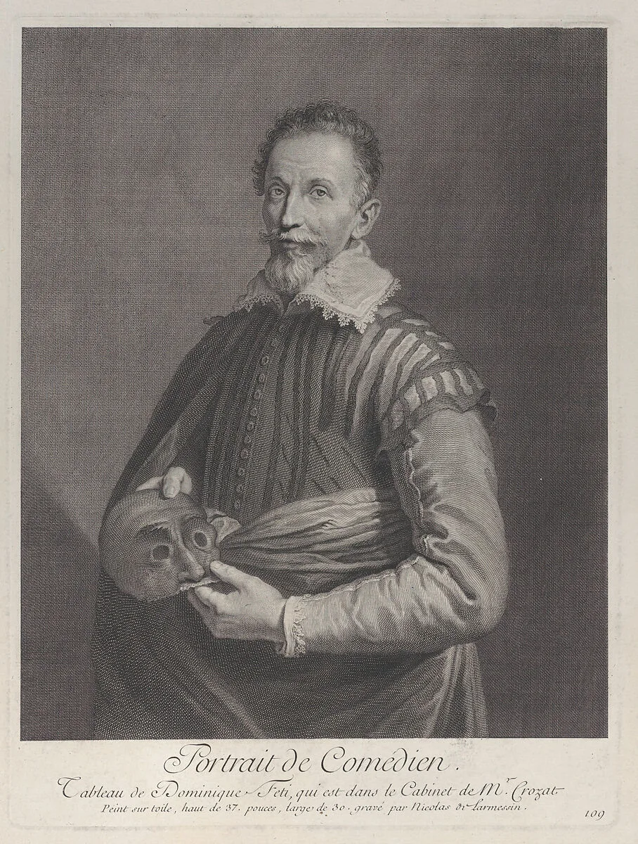 Portrait of a Comedian: portrait of Francesco Andreini holding a mask — Nicolas de Larmessin III|Francesco Andreini|Domenico Fetti