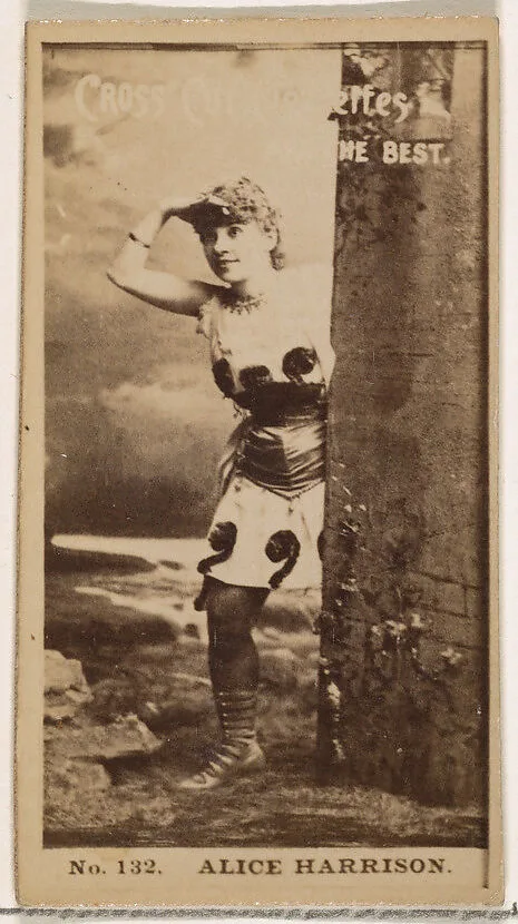 Card Number 132, Alice Harrison, from the Actors and Actresses series (N145-2) issued by Duke Sons & Co. to promote Cross Cut Cigarettes — W. Duke, Sons & Co.