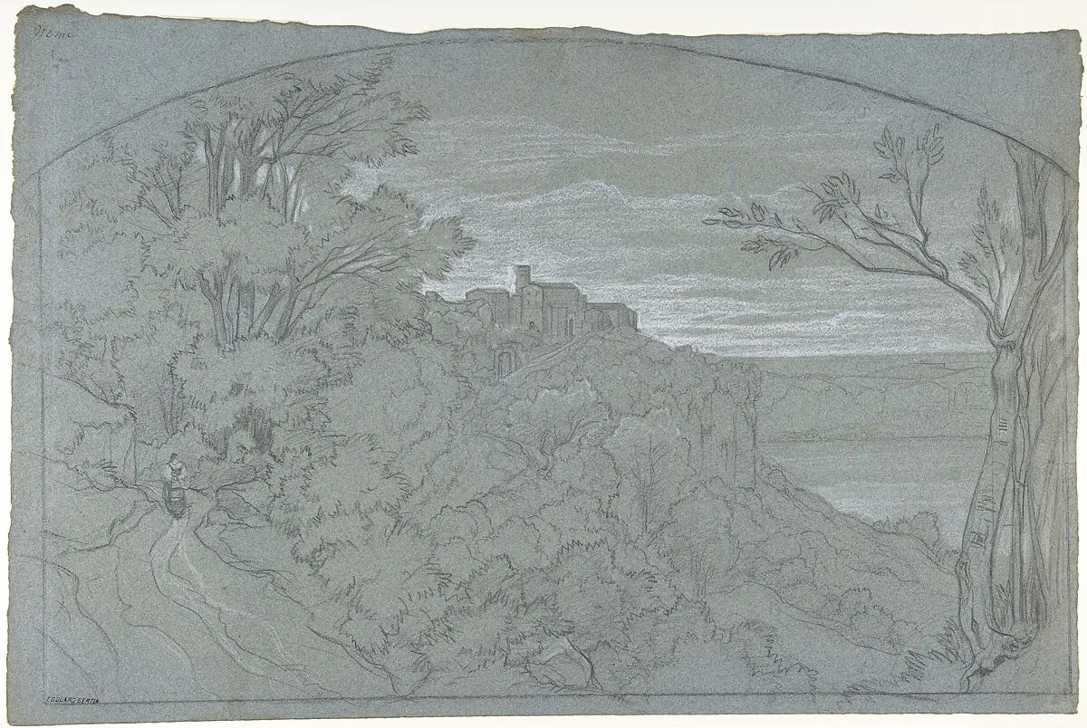 The Town and Lake of Nemi — Edouard Bertin