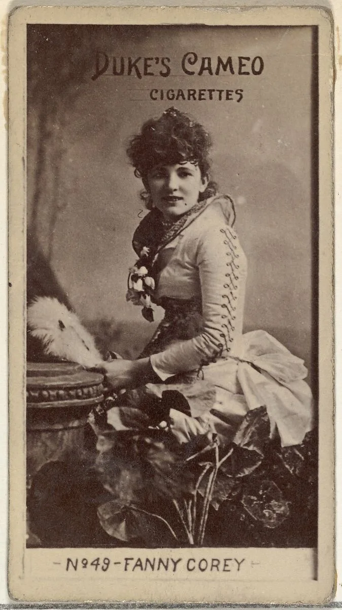 Card Number 49, Fanny Corey, from the Actors and Actresses series (N145-4) issued by Duke Sons & Co. to promote Cameo Cigarettes — W. Duke, Sons & Co.