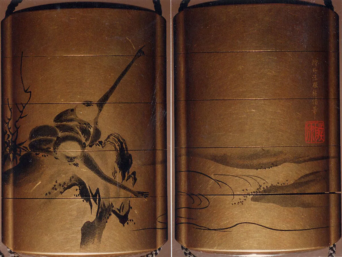手長猿蒔絵印籠|Inrō with Gibbons in a Landscape — Hasegawa Kyorinsai|Kano Sukekiyo