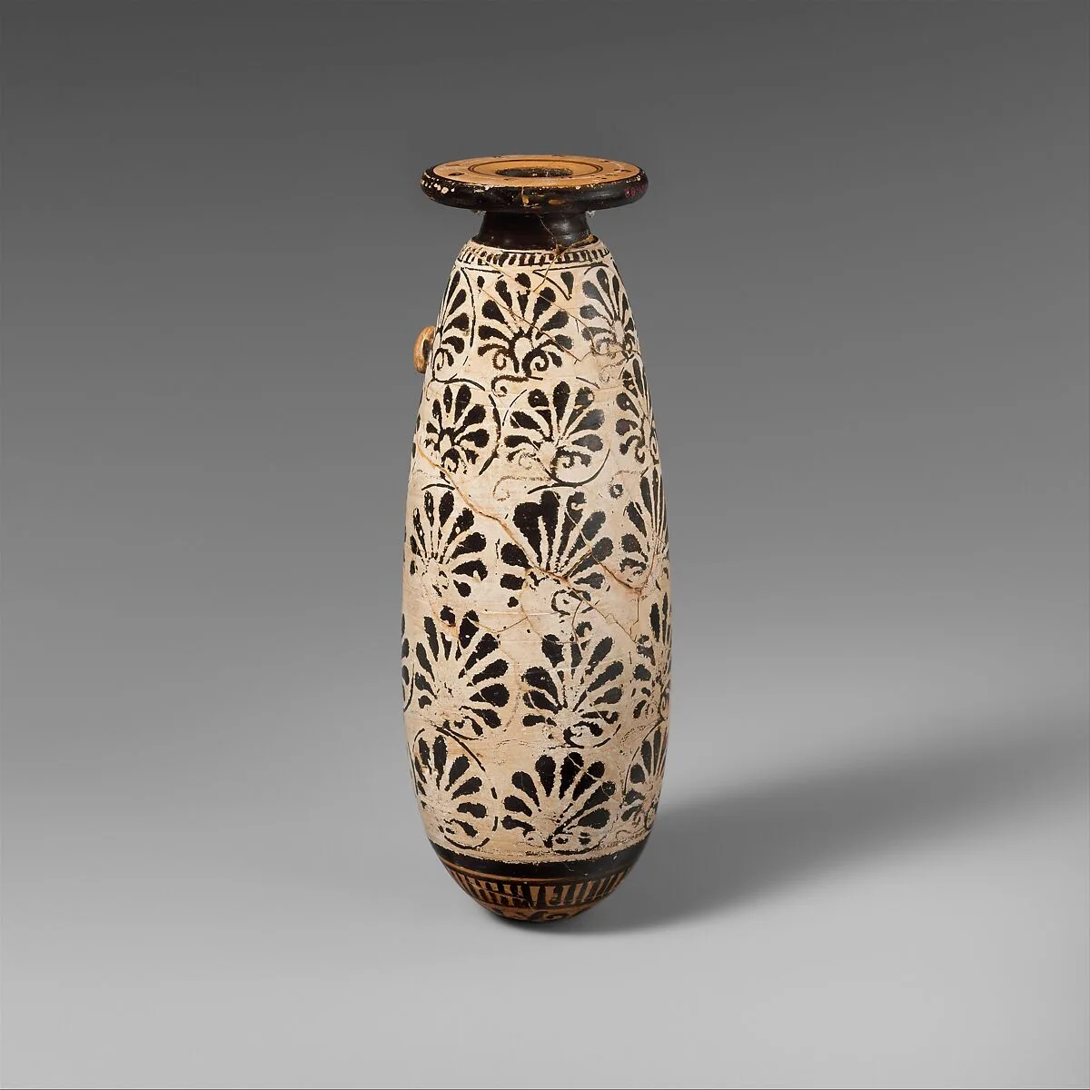 Terracotta alabastron (perfume vase) — Group of the Paidikos Alabastra