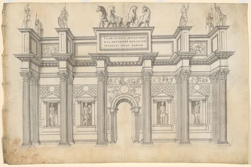 A Monumental Archway with Five Bays in the Corinthian Order