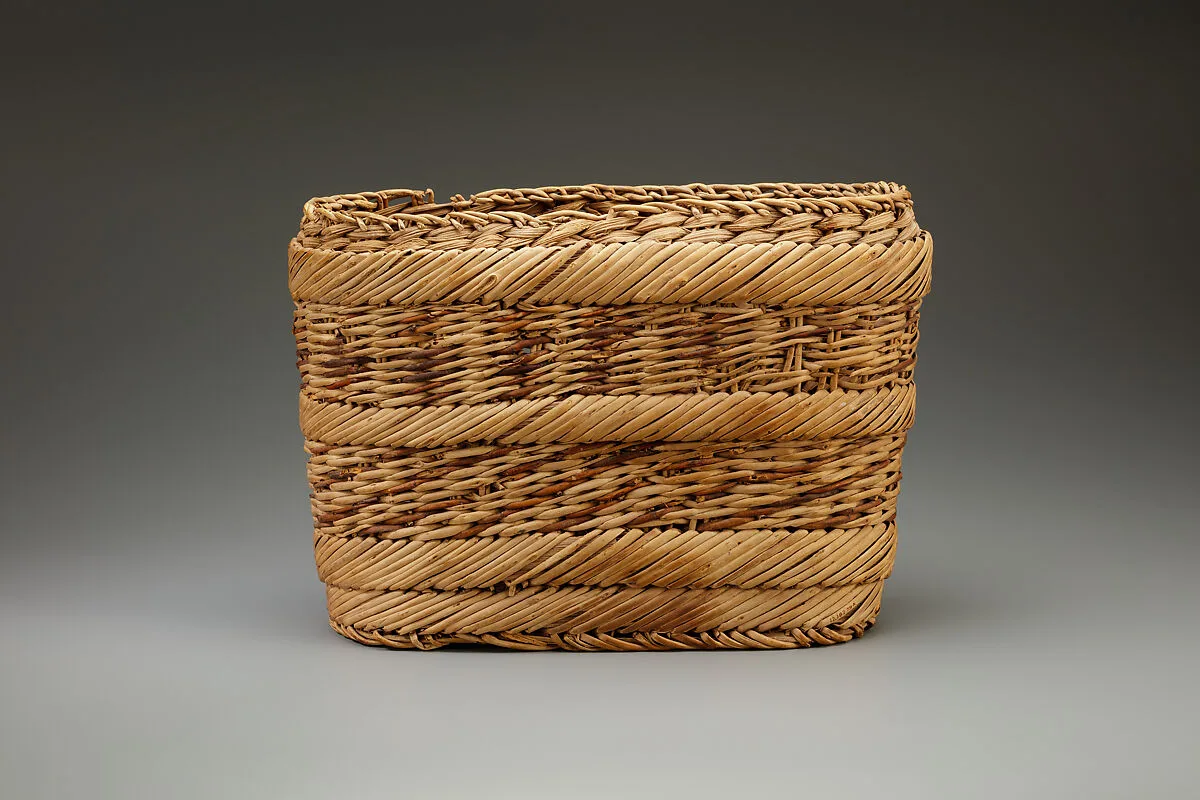 Basket, divided to hold three bottles — Unknown