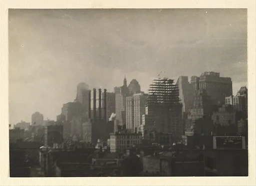 [Manhattan Skyline seen from the Span of the Brooklyn Bridge, New York City]