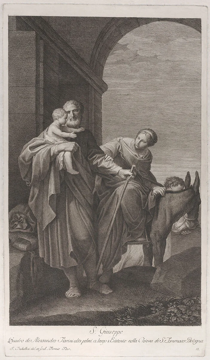 Saint Joseph carrying the Christ Child on the flight into Egypt — Giuliano Traballesi|Alessandro Tiarini