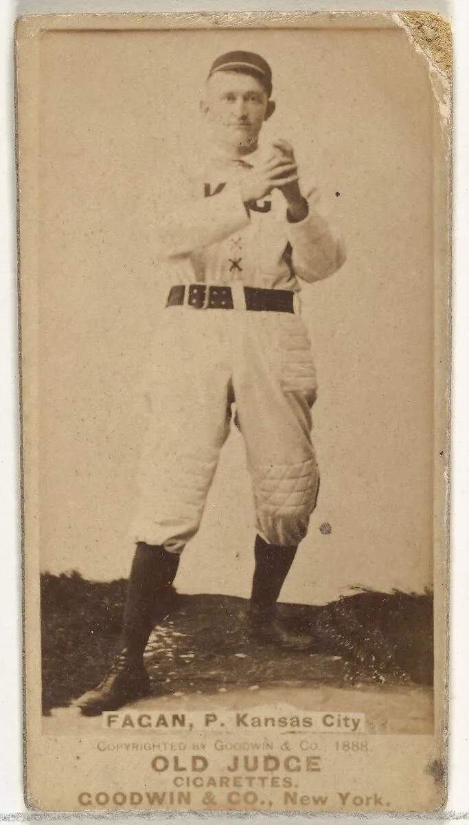 William A. "Bill" Fagan, Pitcher, Kansas City Cowboys, from the Old Judge series (N172) for Old Judge Cigarettes — Goodwin & Company